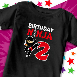 2 Year Old Karate Ninja Party Kids 2nd Birthday Baby T-Shirt