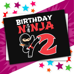 2 Year Old Karate Ninja Party Kids 2nd Birthday Postcard