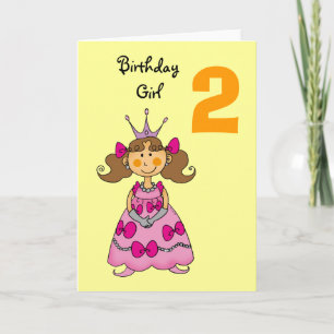 2 year old princess (brown hair) card