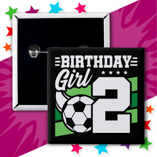 2 Year Old Soccer Football Party 2nd Birthday Girl 15 Cm Square Badge
