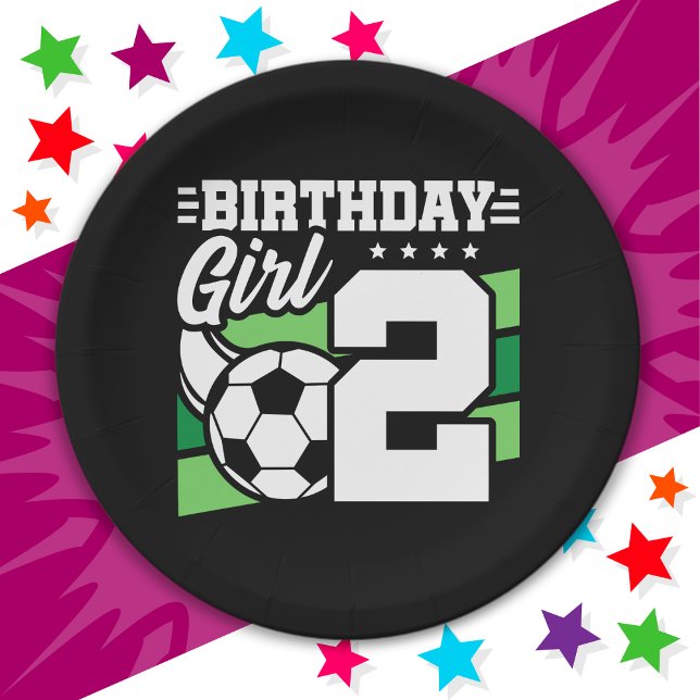 2 Year Old Soccer Football Party 2nd Birthday Girl Paper Plate (Creator Uploaded)