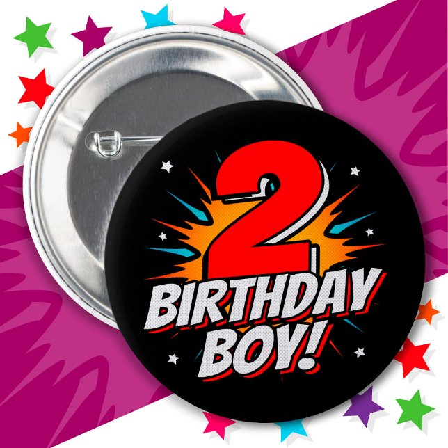 2 Year Old Superhero Birthday Boy 2nd Birthday 6 Cm Round Badge (Creator Uploaded)