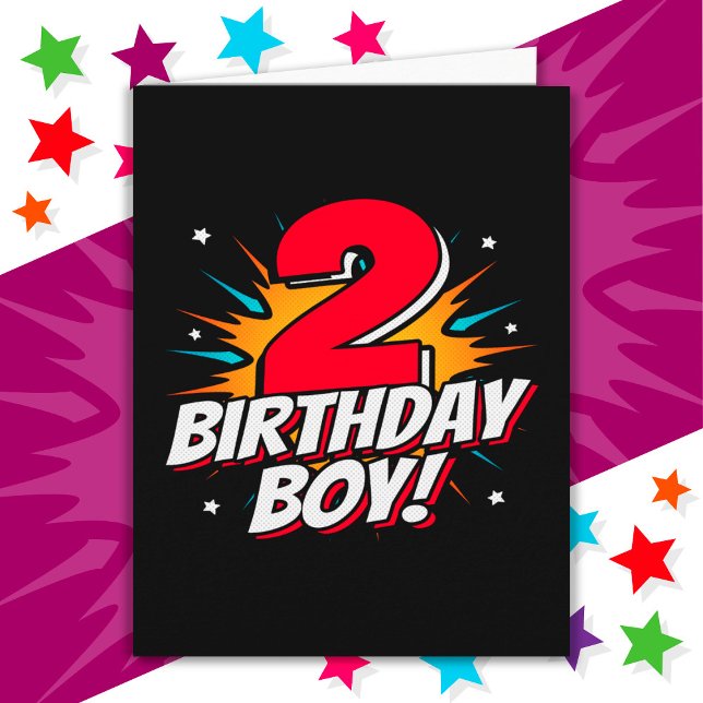 2 Year Old Superhero Birthday Boy 2nd Birthday Card (Creator Uploaded)