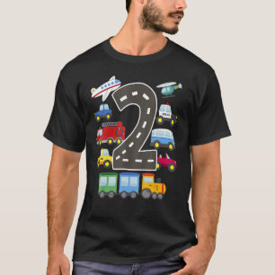 2 Year Old Transportation Birthday Car Train Plane T-Shirt
