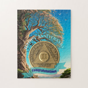 2 Year Sober Anniversary Coin Tree of Life Jigsaw Puzzle