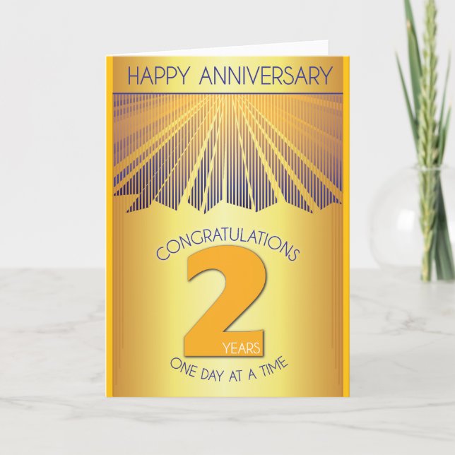 2 Year Sober Anniversary | Golden Ray 12 Step  Card (Front)