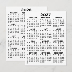 2 Year View Calendar - Basic Minimal Postcard