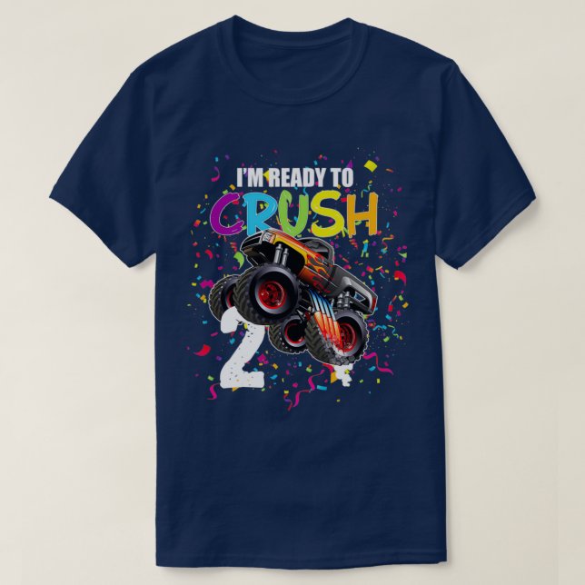 2 Years 2nd birthday Monster Truck I am ready to c T-Shirt (Design Front)