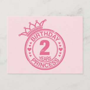 2 years - Birthday Princess - pink Postcard