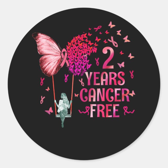 2 Years Breast Cancer Awareness Free Survivor Butt Classic Round Sticker (Front)