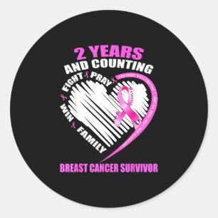 2 years cancer 2 year breast cancer survivor classic round sticker