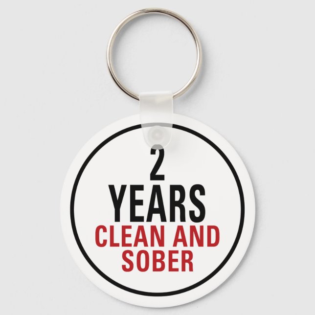 2 Years Clean and Sober Key Ring (Front)