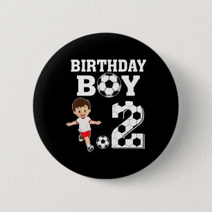 2 Years Old 2nd Birthday Boy Soccer Lover Party 6 Cm Round Badge