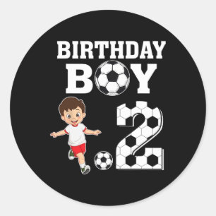 2 Years Old 2nd Birthday Boy Soccer Lover Party Classic Round Sticker