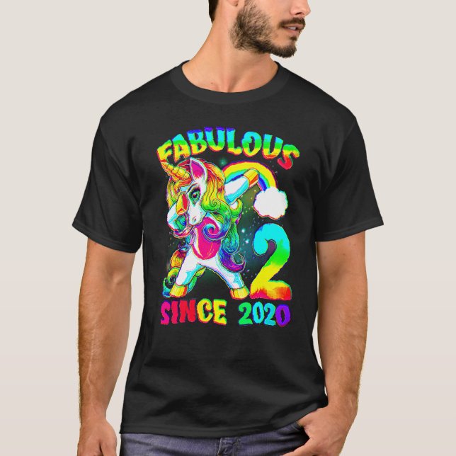 2 Years Old 2nd Birthday Unicorn Girl Fabulous Sin T-Shirt (Front)