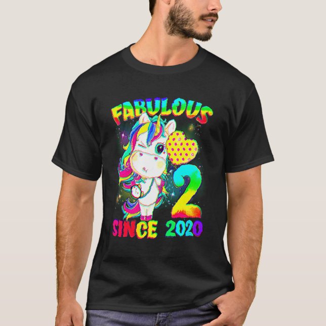 2 Years Old 2nd Birthday Unicorn Girl Fabulous Sin T-Shirt (Front)