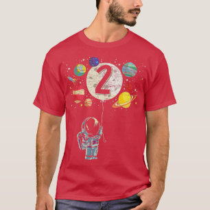 2 Years Old Birthday Boy Gifts Astronaut 2nd Birth T-Shirt