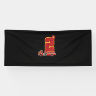 2 Years Old Birthday Boy Gifts Firefighter Banner