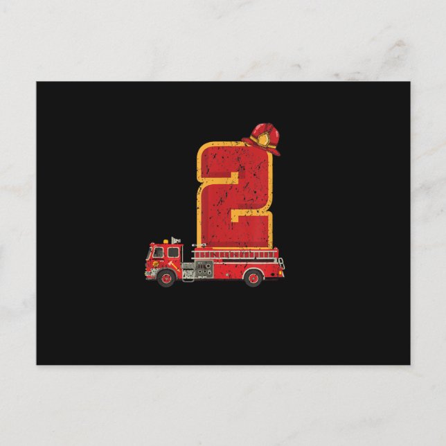 2 Years Old Birthday Boy Gifts Firefighter Holiday Postcard (Front)
