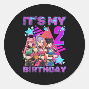 2 Years Old Birthday K P Kids 2nd Birthday Girls K Classic Round Sticker