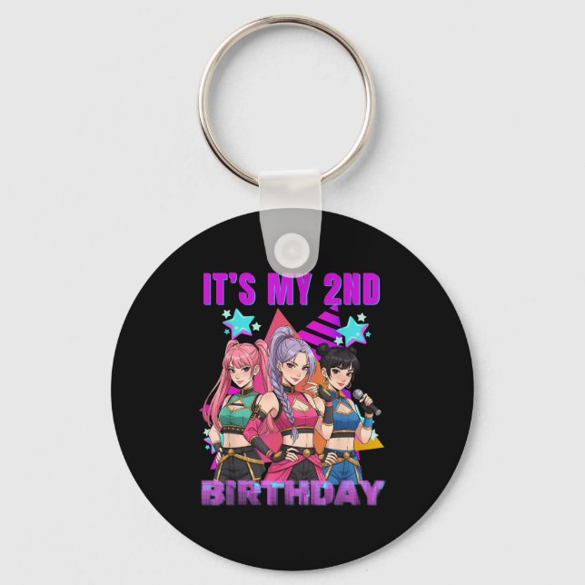 2 Years Old Birthday K P Kids 2nd Birthday Girls K Key Ring (Front)