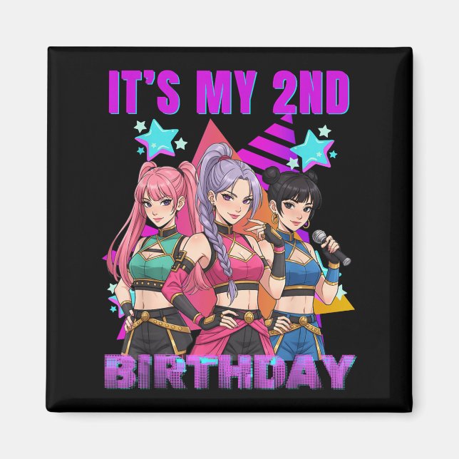 2 Years Old Birthday K P Kids 2nd Birthday Girls K Magnet (Front)