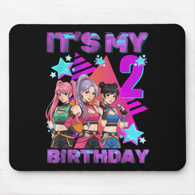 2 Years Old Birthday K P Kids 2nd Birthday Girls K Mouse Mat (Front)