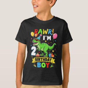 2 Years Old Boy 2nd Birthday Boy T Rex Dinosaur Yo T-Shirt