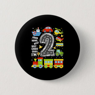 2 Years Old Boys Girls Kids 2nd Birthday Transport 6 Cm Round Badge