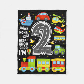 2 Years Old Boys Girls Kids 2nd Birthday Transport Fleece Blanket