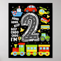 2 Years Old Boys Girls Kids 2nd Birthday Transport