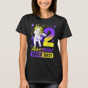 2 Years Old Flossing Unicorn  2nd Birthday Girl Pa T-Shirt