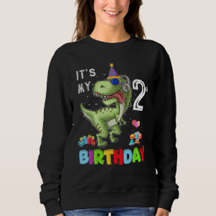 2 Years Old It's My 2nd Birthday Dinosaur Rex Sweatshirt