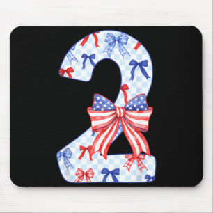 2 Years Old Kids Flag Bow 4th of July 2nd Birthday Mouse Mat