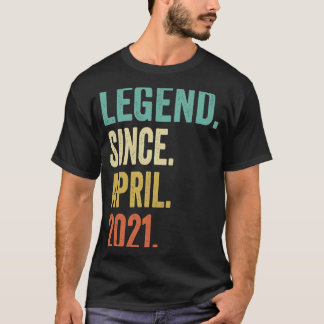 2 Years Old Legend Since April 2021 2nd Birthday   T-Shirt