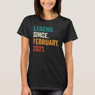 2 Years Old  Legend Since February 2021 2nd Birthd T-Shirt