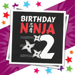 2 Years Old Ninja Party Stars Kids 2nd Birthday Napkin