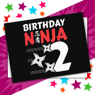 2 Years Old Ninja Party Stars Kids 2nd Birthday Postcard