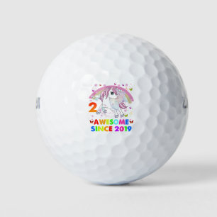 2 Years Old Unicorn Cutie 2nd Birthday Unicorn Golf Balls