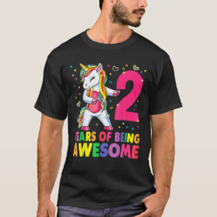 2 Years Old Unicorn Flossing 2Nd Birthday Girl Uni T-Shirt