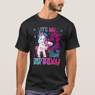 2 Years Old Unicorn Flossing 2nd Birthday Girl Uni T-Shirt