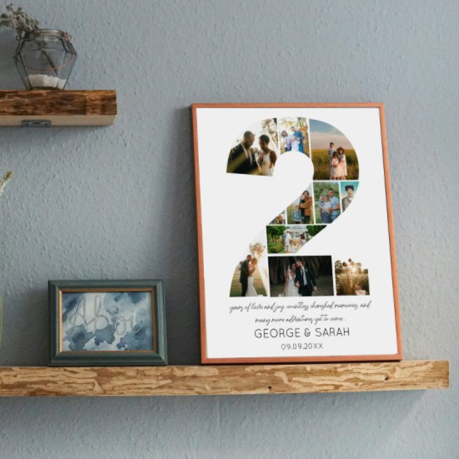 2 Years Together Photo Collage Wedding Anniversary Poster (Creator Uploaded)
