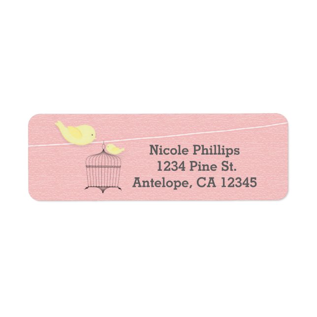 2 Yellow Birds on a Wire Pink Address Labels (Front)