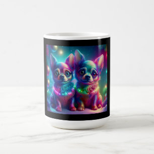 2 Young Chihuahua Pups In Colorful Christmas Scene Coffee Mug