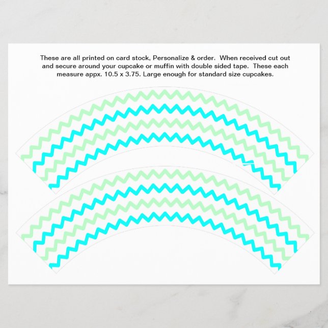2 Zig zag Generic Personalise Cupcake Wrappers (Front)