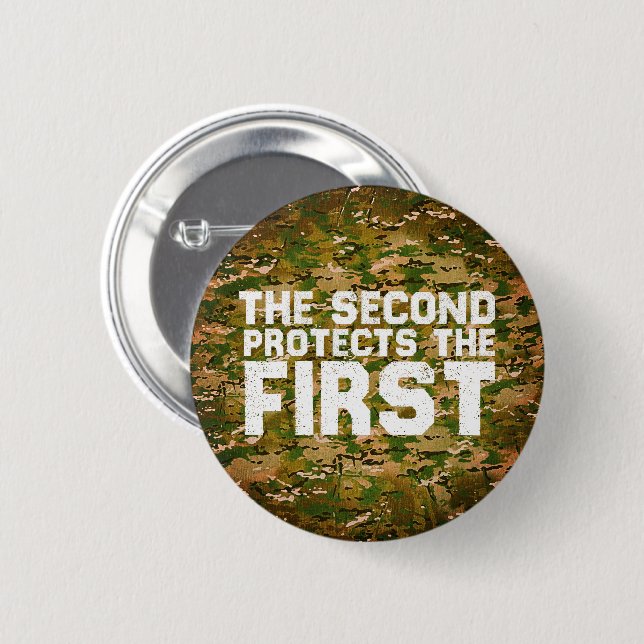 2A  Second protects the first Free Speech Gun 6 Cm Round Badge (Front & Back)