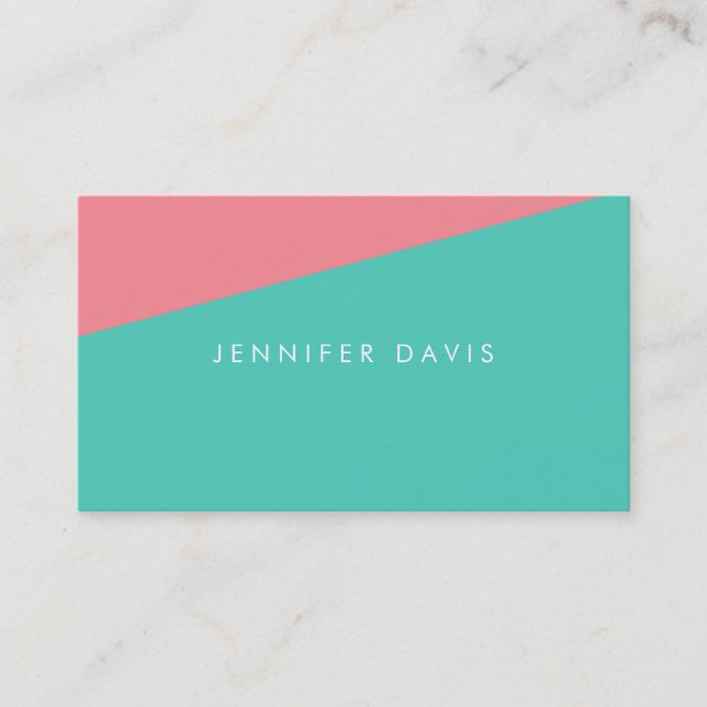 2COLOR | AQUA + SALMON | BUSINESS CARD (Front)