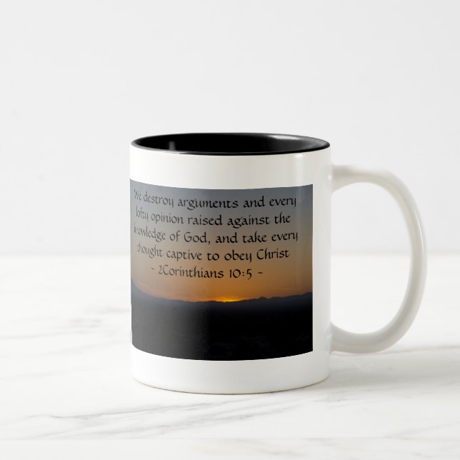 2Corinthians 10:5 Two-Tone Coffee Mug (Right)