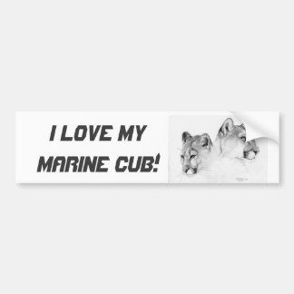 2COUGARSHEADS-DRAWING, I love my Marine cub! Bumper Sticker