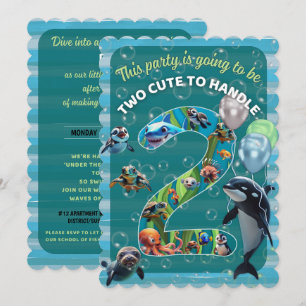2Cute2Handle Flat Scalloped Birthday Invitation